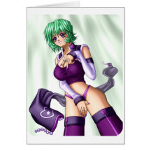 O Anime cobre acima a menina Cartões