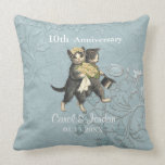 O aniversário do casamento Cats10th em Azul person Travesseiros De Decoração