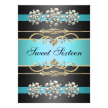 O aniversário elegante azul da pérola Sweet16 conv Convite Personalizados