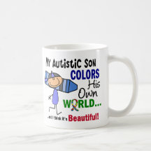 O autismo COLORE SEU PRÓPRIO filho do MUNDO Canecas