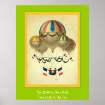 O balão voa altamente pôsteres