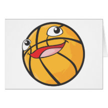 O basquetebol feliz ostenta o sorriso da bola cartão