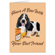 O Basset compartilha de uma cerveja Cartões