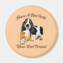 O Basset compartilha de uma cerveja Ima