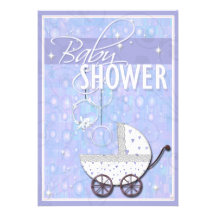 O bebê azul do menino do pram retro PERSONALIZA Convite Personalizado