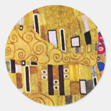 O beijo, detalhe do teste padrão por Gustavo Klimt Adesivos Em Formato Redondos