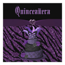 O bolo da diva de Quinceanera & imprimiu o brilho  Convites Personalizados