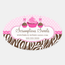 O bolo estala etiquetas da padaria do cupcake adesivos ovais