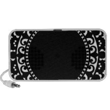 o CÍRCULO 3332__doily-shape-1 BRANCO PRETO DÁ FORM Caixinha De Som De Viagem