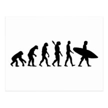 O conselho de surf surfando da evolução cartões postais