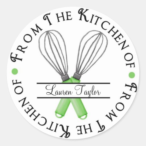 O cozimento personalizado Whisk etiquetas da cozin Adesivos Em Formato Redondos