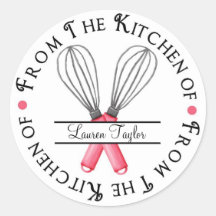 O cozimento personalizado Whisk etiquetas da cozin Adesivos Redondos