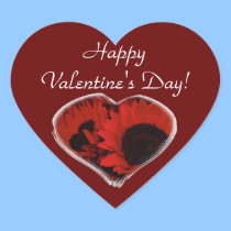 "O dia de Valentim feliz!" - Coração vermelho do g autocolantes