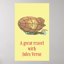 O dirigível "steampunk" Jules Verne Impressão