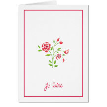 O doce floresce o cartão de Je T'aime