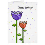 O Doodle do divertimento floresce o aniversário ro Cartao