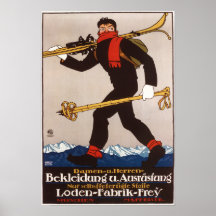 O esqui de Loden veste o poster da propaganda do e
