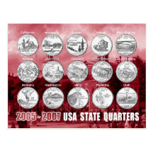O estado dos EUA divide (moedas) 2005 - 2007 Cartão Postal