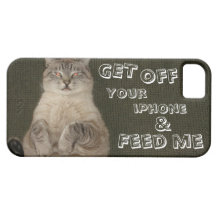 O gato "SAI SEU IPHONE & ALIMENTA-ME" o caso do iP Capas iPhone 5 Case-Mate