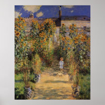 O jardim do artista em Vetheuil por Monet, arte do Poster