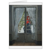 O Kerchief vermelho, retrato da Sra. Monet (1873) Cartoes