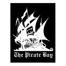 o logotipo do navio de pirata da baía do pirata cartao postal