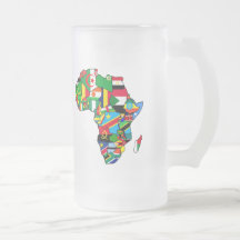 O mapa africano de bandeiras de África dentro do p Caneca