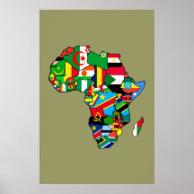 O mapa africano de bandeiras de África dentro do p Poster