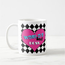 O melhor chefe do mundo - coração cor-de-rosa caneca