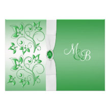 O monograma do verde esmeralda e do branco II conv Convites