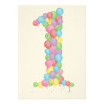 O partido de primeiro aniversario do bebê Balloons Convite Personalizados