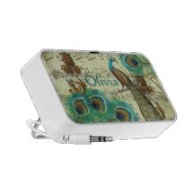 O pavão do vintage empluma-se a arte Nouveau Caixinha De Som Para iPod