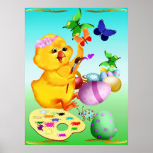 O pintinho da páscoa pinta o poster