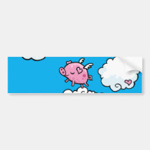 O porco do vôo dança em nuvens adesivos