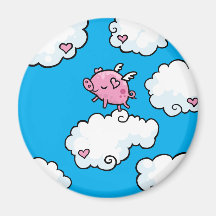 O porco do vôo dança em nuvens ima