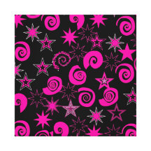 O preto Funky do rosa quente Stars o presente do t Impressão De Canvas Envolvidas
