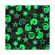 O preto Funky do verde limão Stars o teste padrão  Impressão De Canvas Envolvida