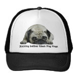 O Pug abraça o chapéu Bones