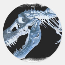 O raio X azul & preto de T-Rex desossa a foto Adesivo Em Formato Redondo