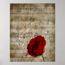 O redemoinho bonito das notas da música da rosa ve posteres