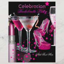 O rosa do batom da festa de solteira calça Champag Panfletos Personalizados