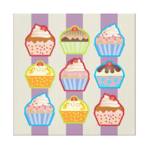 O roxo dos cupcakes de Lotsa listra canvas Impressão Em Tela Canvas