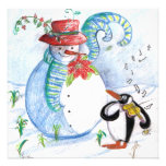 O SERENADE do PINGUIM, preto branco azul vermelho Convite Personalizado