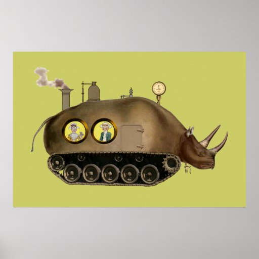O ~ Steampunk do tanque do rinoceronte Impressão