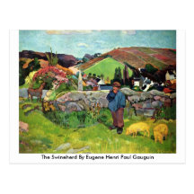 O Swineherd por Eugene Henri Paul Gauguin Cartões Postais