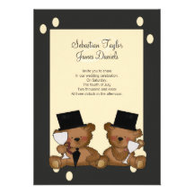 O urso de ursinho prepara o casamento convite personalizados