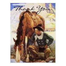 O vaqueiro de Wyeth que molha seu cavalo Cartoes Postais