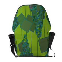 O verde abstrato dá forma à bolsa mensageiro do ri