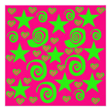 O verde limão feminino do rosa quente Stars o pres Convites Personalizados
