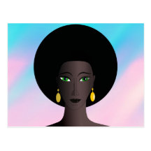 O verde retro do Afro dos anos 70 Eyed a figura do Cartoes Postais
